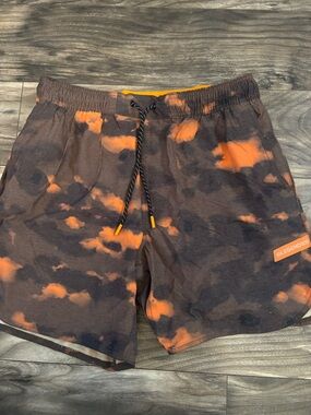 Legends-Men's Orange & Black Tie-Dye shorts-large.